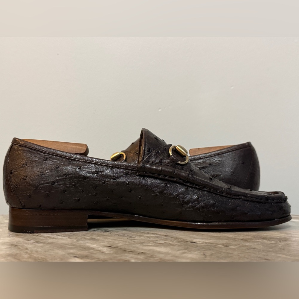 GUCCI CLASSIC HORSEBIT OSTRICH LOAFERS BROWN 1953 sz 10D EXOTIC JORDAAN - Picture 5 of 10